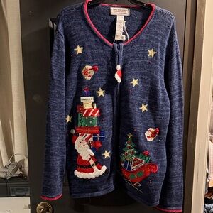 Festive Navy Blue Christmas Sweater